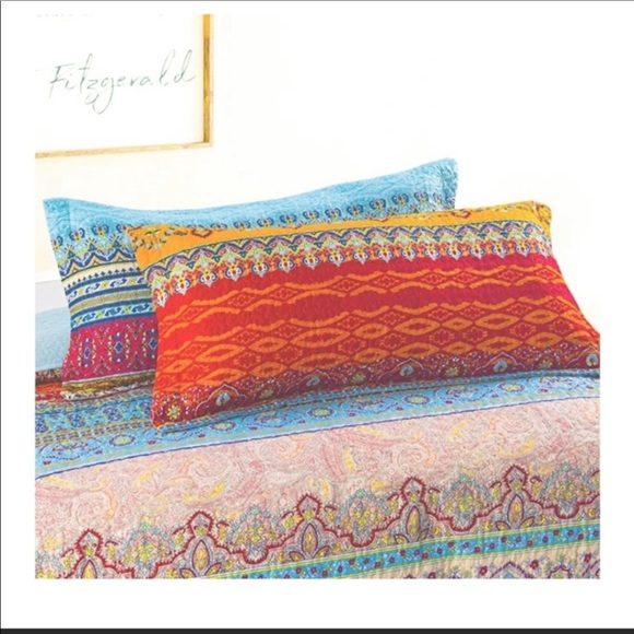 🆕️ Boho Quilt Set King 3pc Coverlet New - Picture 7 of 8
